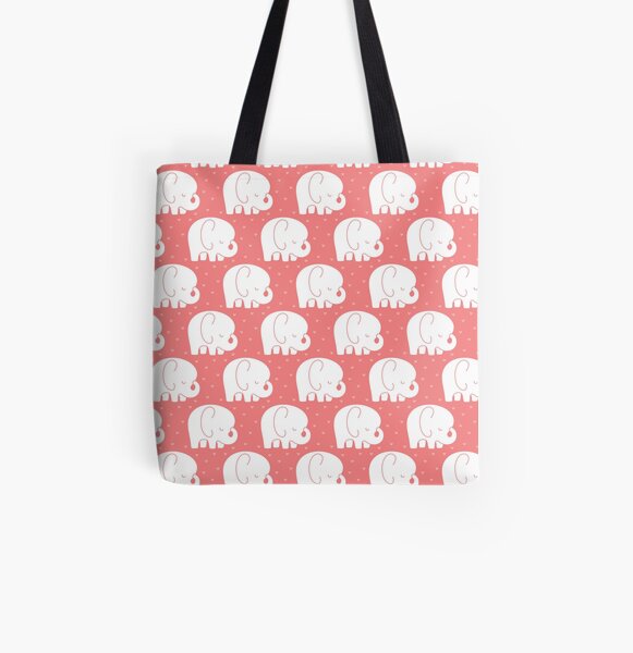 mod baby elephants coral All Over Print Tote Bag