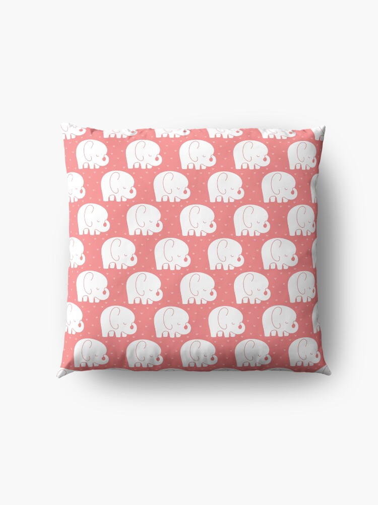 Alternate view of mod baby elephants coral Floor Pillow