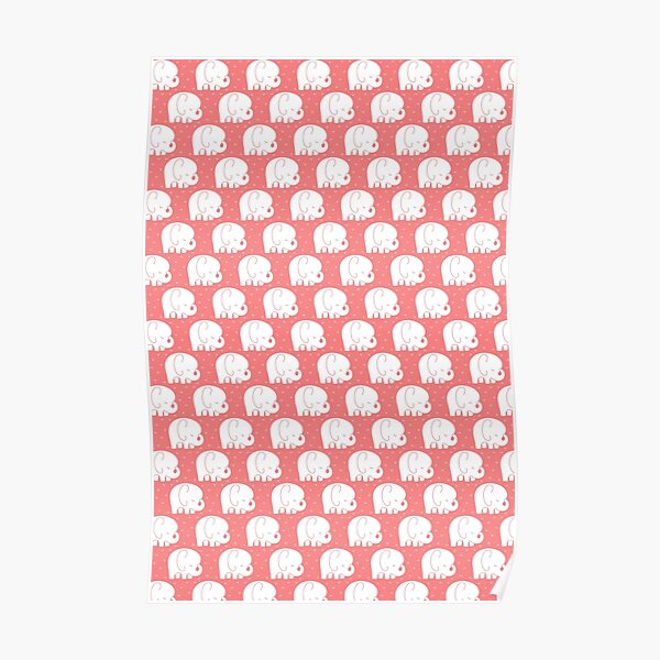 mod baby elephants coral Poster