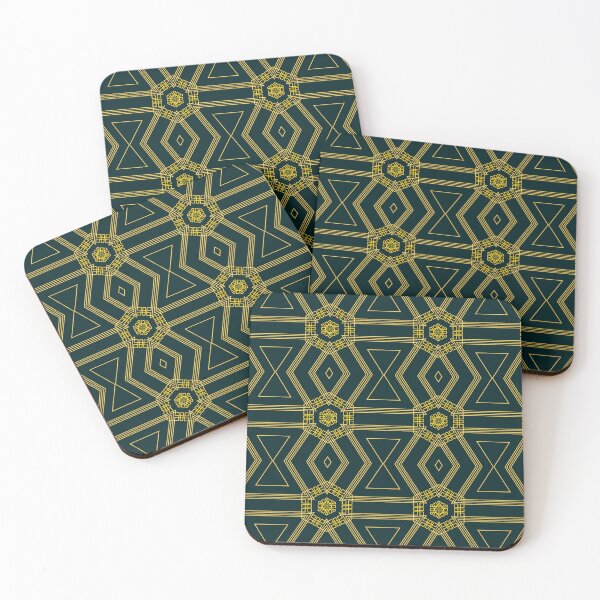 Item preview, Forest dark green and Gold Geometric Art Deco designed and sold by ScaleDesigns.