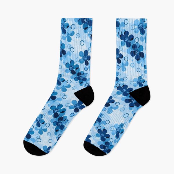 Item preview, Blue retro, retro, floral retro, sixties, blue flora designed and sold by fuzzyfox.