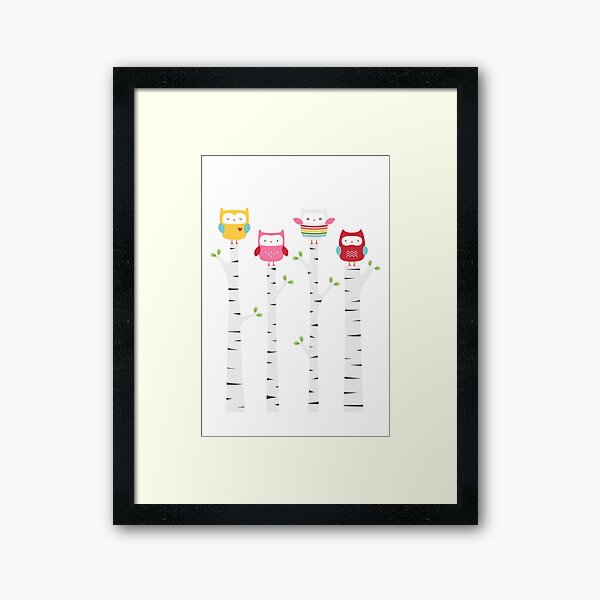 Treetop Owls Framed Art Print