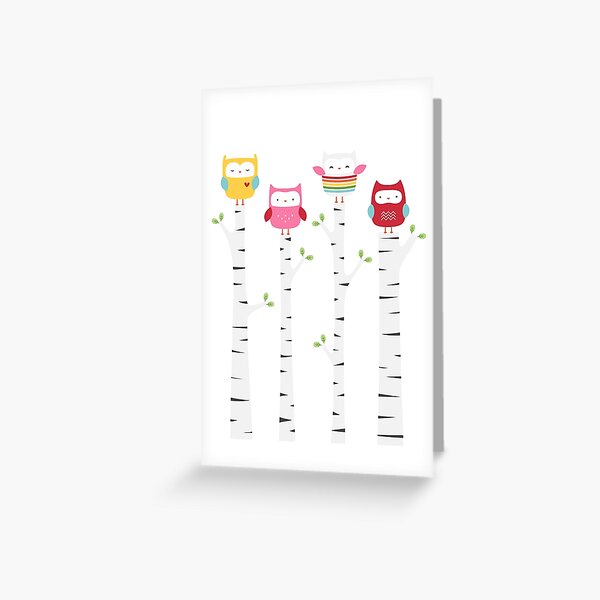 Treetop Owls Greeting Card