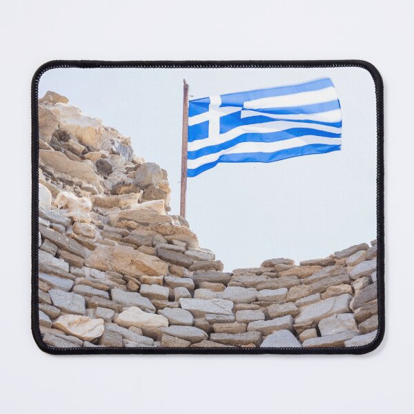 Item preview, Greek flag flying above Venetian Castle in Naoussa designed and sold by jessicagoodsell.