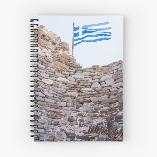 Item preview, Greek flag flying above Venetian Castle in Naoussa designed and sold by jessicagoodsell.
