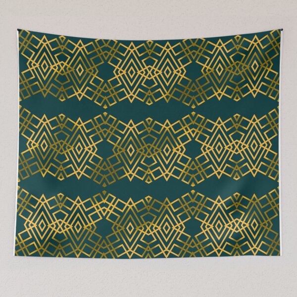 Item preview, Dark Green and Gold Geometric Art Deco Pattern designed and sold by ScaleDesigns.