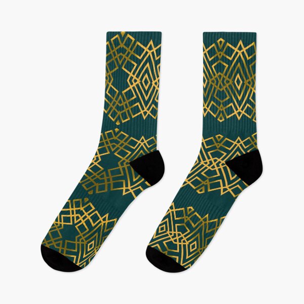 Item preview, Dark Green and Gold Geometric Art Deco Pattern designed and sold by ScaleDesigns.