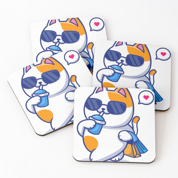 Item preview, cute cat drink holding bag cartoon, illustration, cute pet animal designed and sold by diksha021.