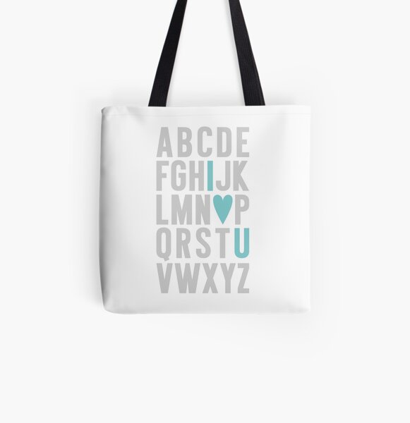 ABC I Love You Blue All Over Print Tote Bag