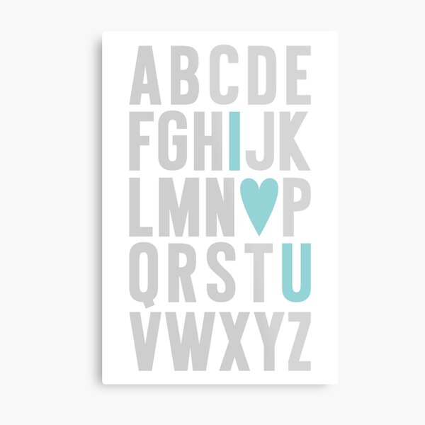 ABC I Love You Blue Metal Print