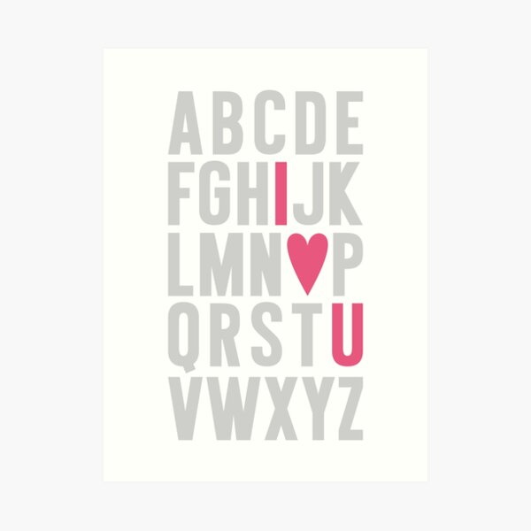 ABC I Love You Pink Art Print