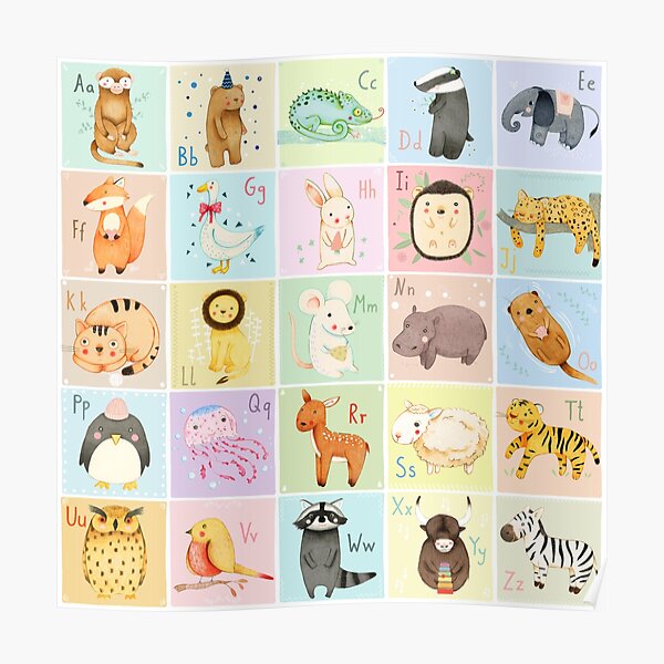 German Animal Alphabet Poster