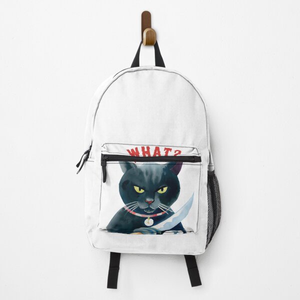 Item preview, Cat what? Funny watercolor vintage black cat with yellow eyes, murderous black cat with knife designed and sold by Artsareus.