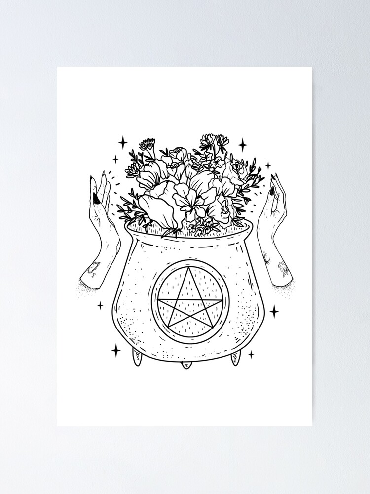 magical cauldron - blk on wht- Poster for Sale by nevhada