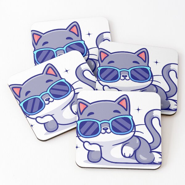 Item preview, Stylish cute cat wearing goggles, glasses, cool shades, grey cat illustration, pussy cat, cartoon designed and sold by diksha021.