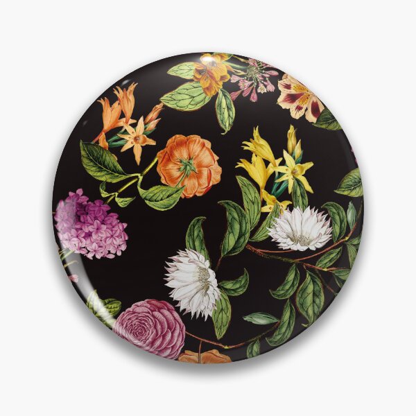Artikelvorschau, Tropisches Blumenmuster rosa orange Blüten Design dunkler grund vintage Muster entworfen und verkauft von Kallandra.