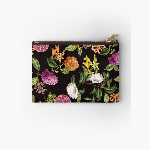 Artikelvorschau, Tropisches Blumenmuster rosa orange Blüten Design dunkler grund vintage Muster entworfen und verkauft von Kallandra.