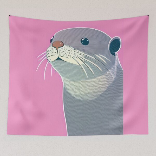 Item preview, Contemporary Otter Artwork with a Pink Background - Cute and Unique Illustration designed and sold by emmtayloor.