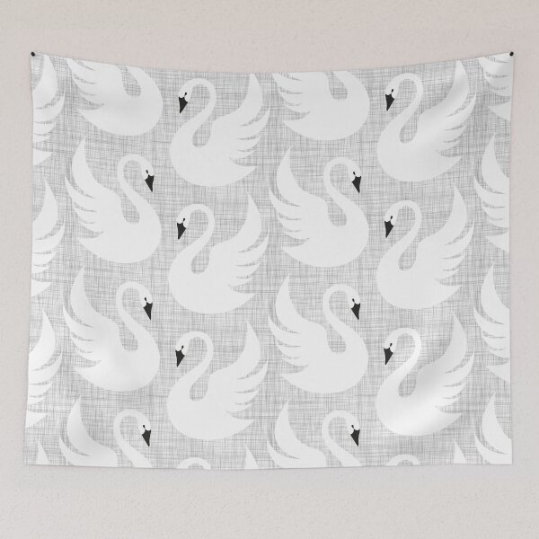 Item preview, swans - white on linen texture designed and sold by kobyakov.