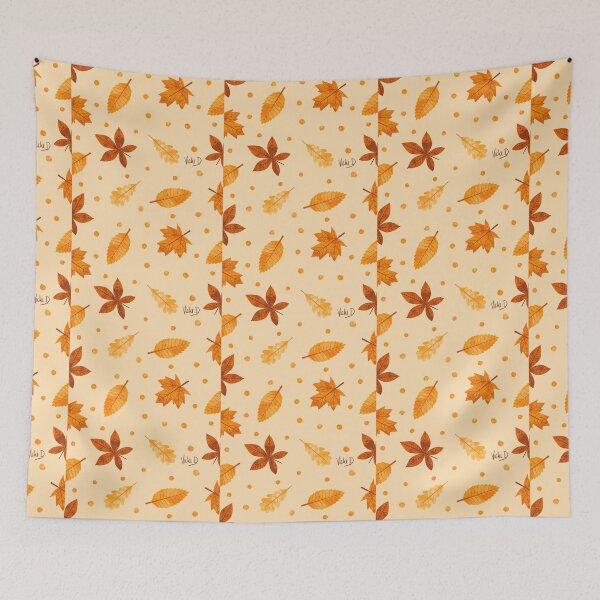 Item preview, Patrón de hojas cayendo naranja y crema designed and sold by Vicki Dunlop.