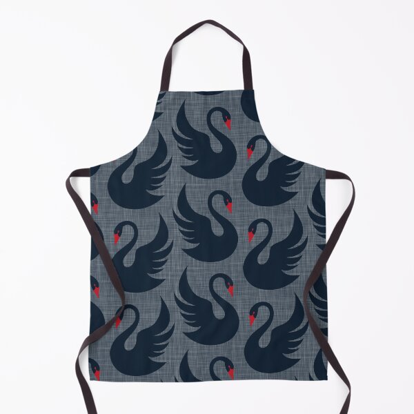 Item preview, black swans on gray linen texture designed and sold by kobyakov.
