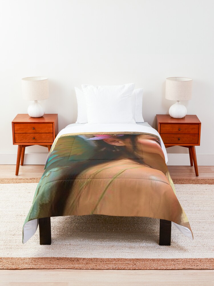 Alternate view of Fairy Abstract Rainbow Art Print / Fairy Bedroom Decor / Fairy Decorations For Birthday Party / Fairy Lover / Magical Forest Illustration / Fairy Christmas Gift Comforter