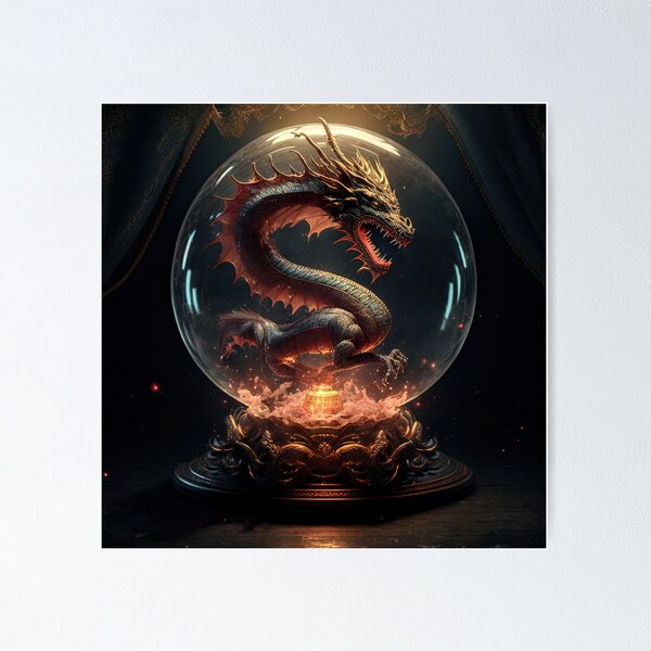 Item preview, Dragon in a Crystal Ball - Fantasy Digital Design - AI Artwork designed and sold by BRaiNDEDprints.