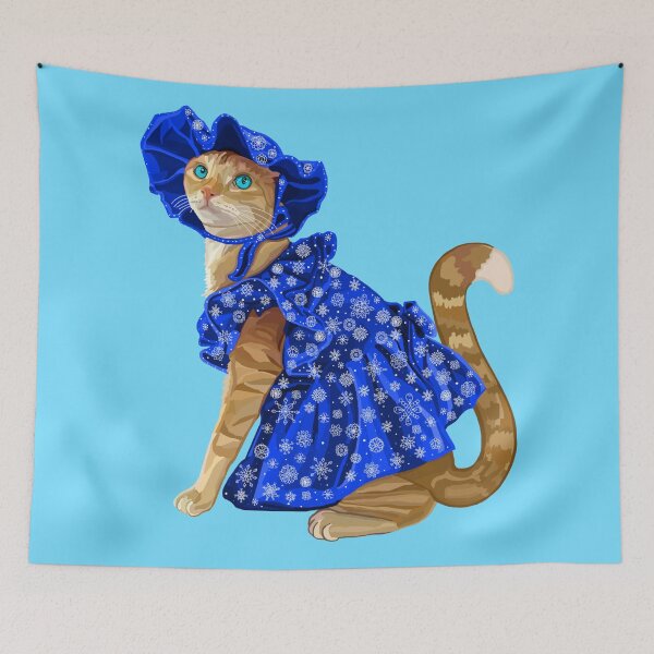 Item preview, Ginger Cat in Snowflake Winter Dress  designed and sold by Deborah Camp.