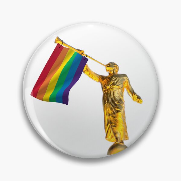 Item preview, Angel Moroni with Pride Flag on Flute designed and sold by ExmoPride.
