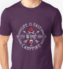 Camping Life Is Easy With Wine & A Campfire Gift Unisex T-Shirt