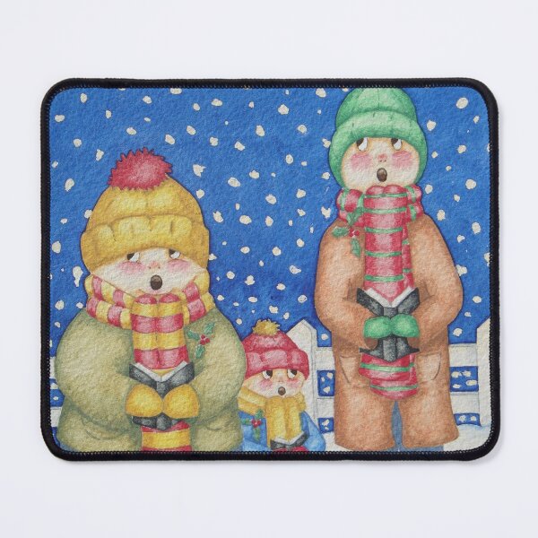 Item preview, cute illustration of carol singers in the snow at Christmas designed and sold by pollywolly.