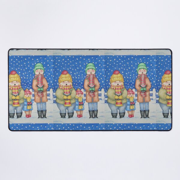 Item preview, cute illustration of carol singers in the snow at Christmas designed and sold by pollywolly.