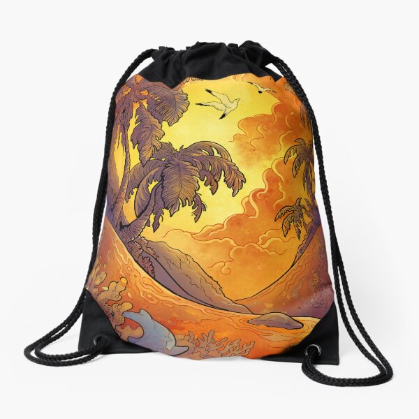 Tropical Sunset Drawstring Bag
