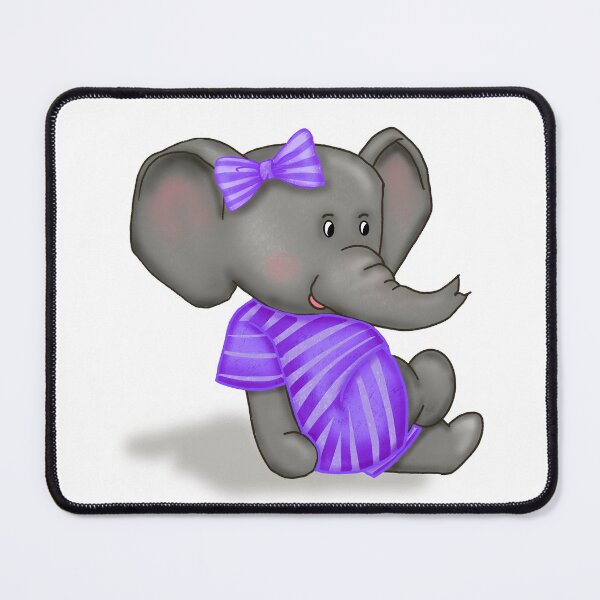 Item preview, Cute Girly Baby Elephant Dressed in Purple Romper With Stripes and a Bow designed and sold by MFGB-Creations.