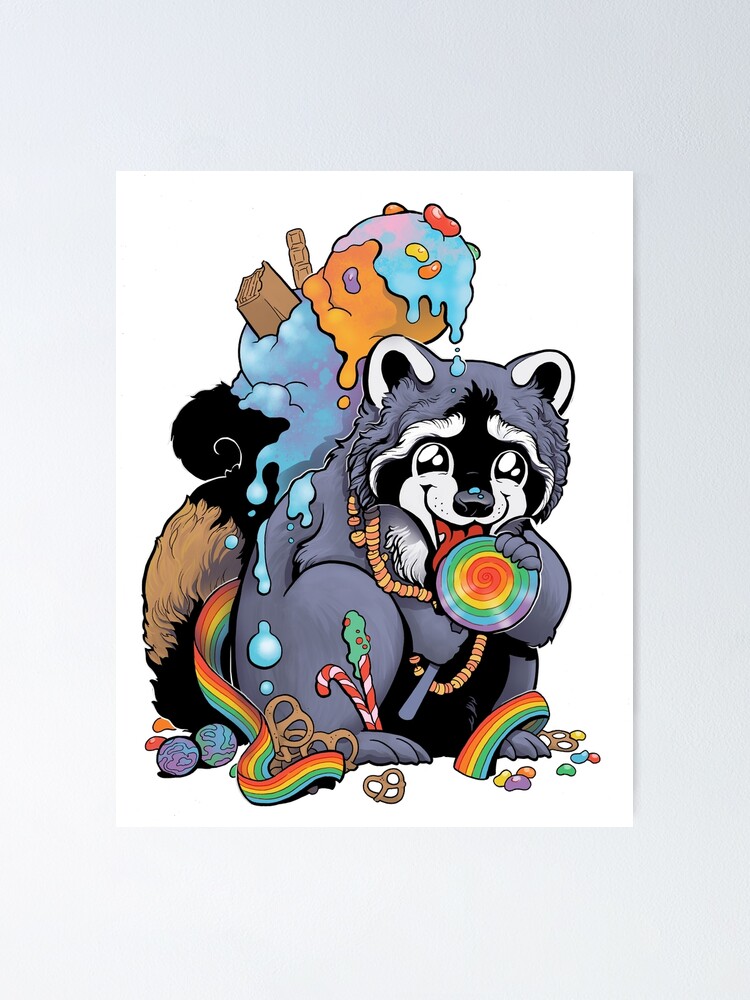 "Candy Raccoon" Poster for Sale by ScribbleJay Redbubble