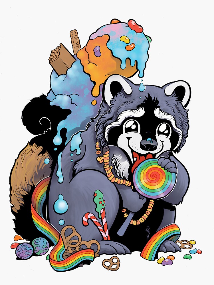 "Candy Raccoon" Sticker for Sale by ScribbleJay Redbubble