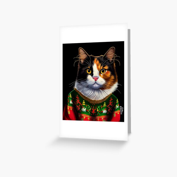 Item preview, Funny Christmas Cat Wearing Sweater designed and sold by extraordinar-ia.