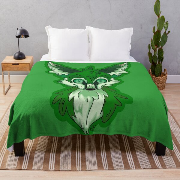 Green Fennec Fox Throw Blanket