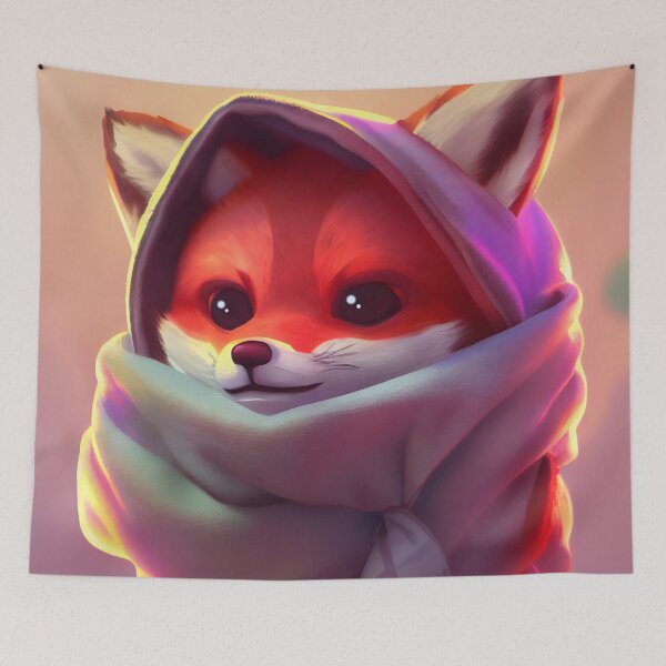 Item preview, Cute fox wrapped up in warm clothes designed and sold by Tuko Designs.