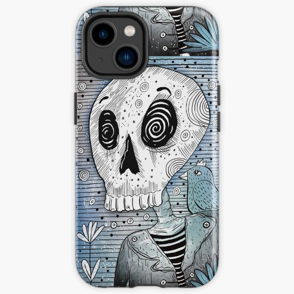 Skull and blue bird iPhone Tough Case