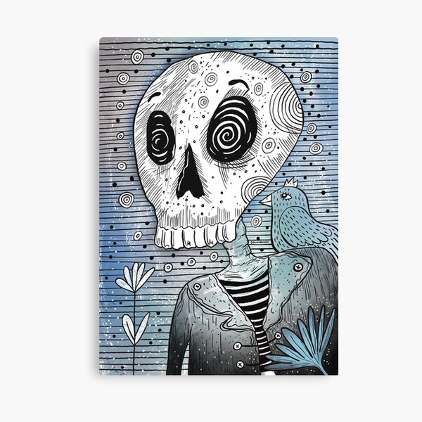 Skull and blue bird Canvas Print