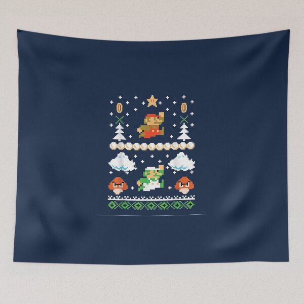 Item preview, Super Jump Mushroom Ugly Sweater Game Hero Christmas Trek designed and sold by AKR-Hobby.