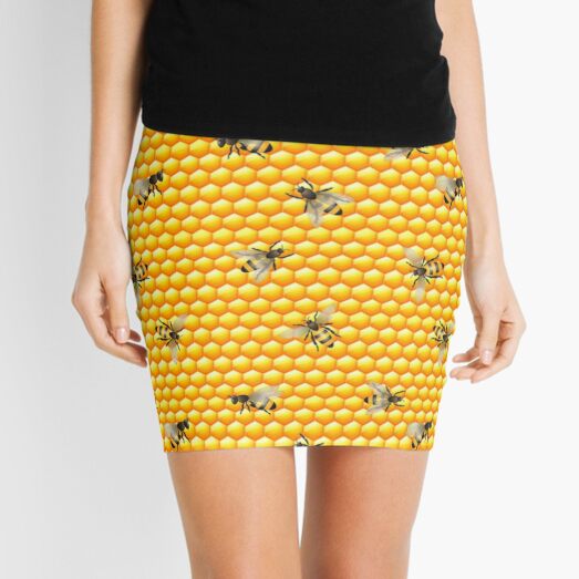 bees-honey comb Mini Skirt