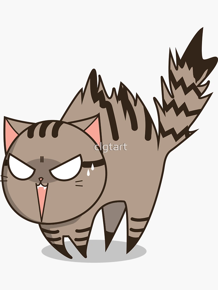 Cute angry cat hissing No.' Sticker