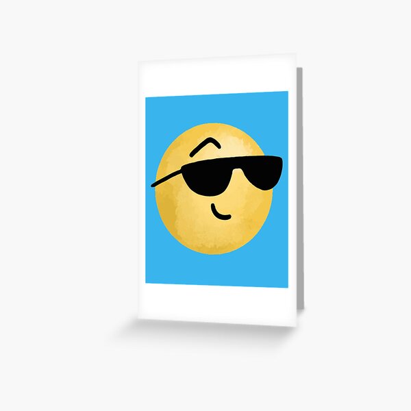 Emoji Sunglasses Face Greeting Cards Redbubble - red toothy drool face roblox