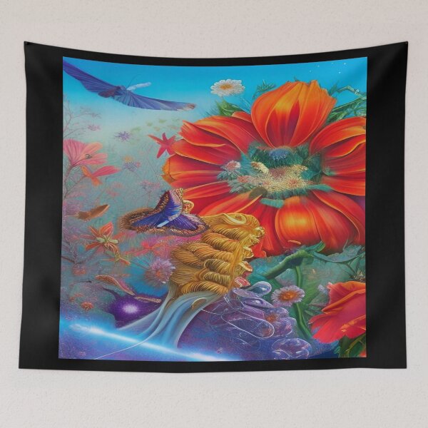 Item preview, Abstraction illustrative rosery Colorful hippie style Splash Flowers Imagination of dream  桜 world art bloomcore designed and sold by ValleyDream.
