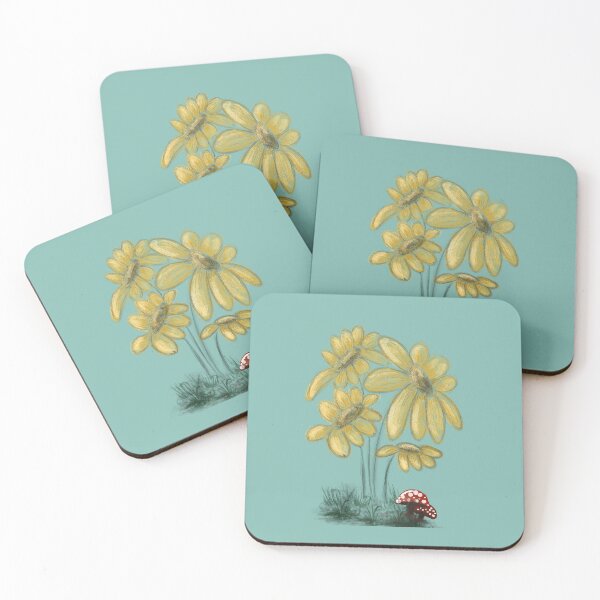 Item preview, Yellow flowers and red little mushrooms  designed and sold by AlinaSCorner.
