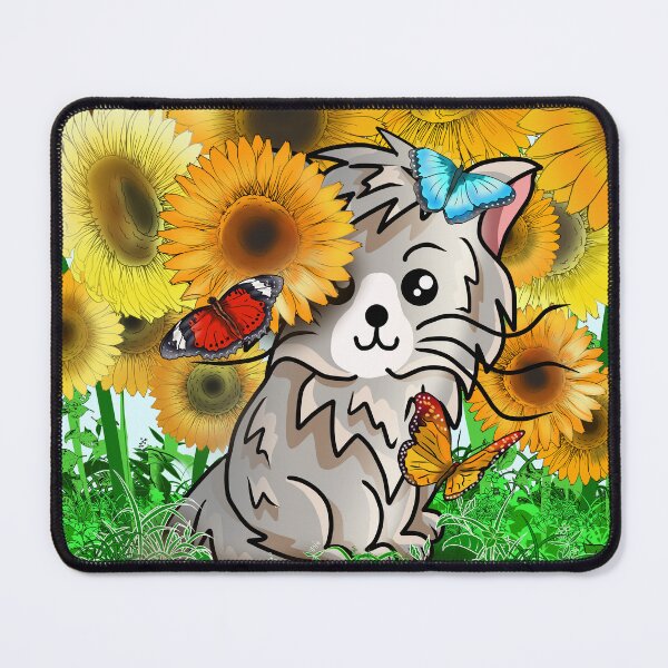 Item preview, Grey cat with sunflowers designed and sold by BeingNow.