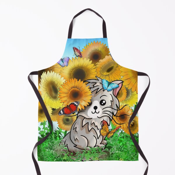 Item preview, Grey cat with sunflowers designed and sold by BeingNow.