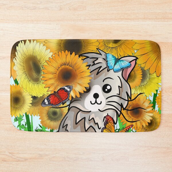 Item preview, Grey cat with sunflowers designed and sold by BeingNow.
